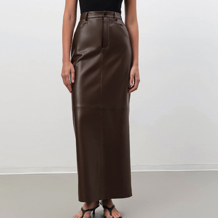 Jupe Fourreau PU Cuir Rétro — Slim-fit & Silhouette Sculptée