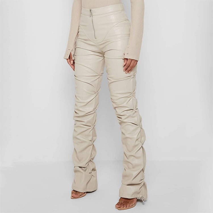 Pantalon Bootcut PU Cuir — Coupe Serrée & Évasement Bas de Jambe