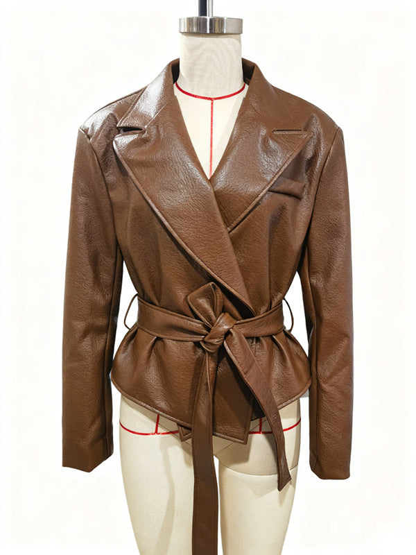 Veste Moto Similicuir à Sangles – Coupe Structurée & Allure Fatale