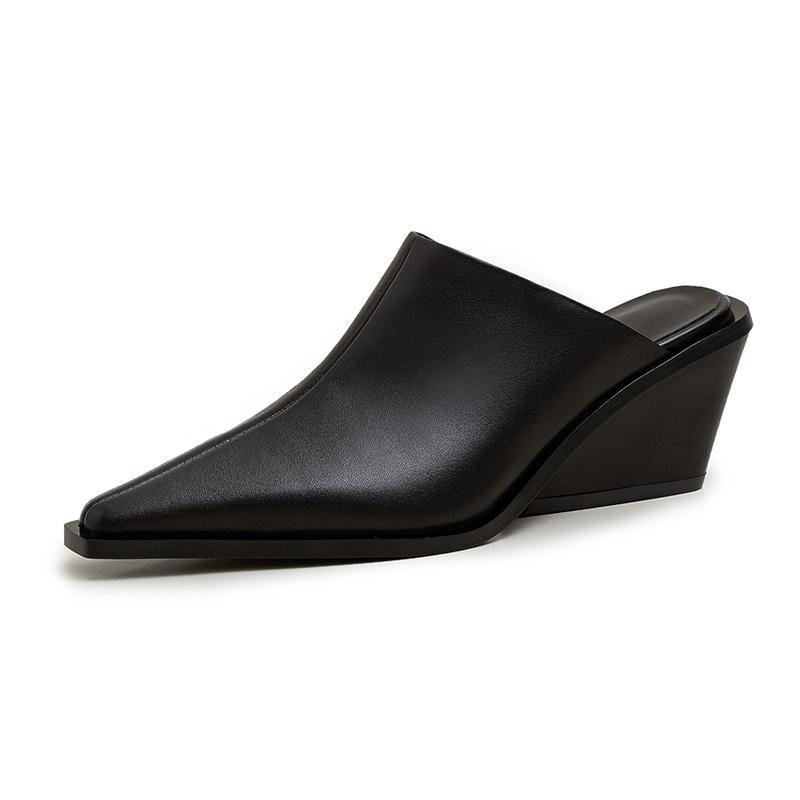 Mules à Talon Compensé Bout Fermé — Confort & Style