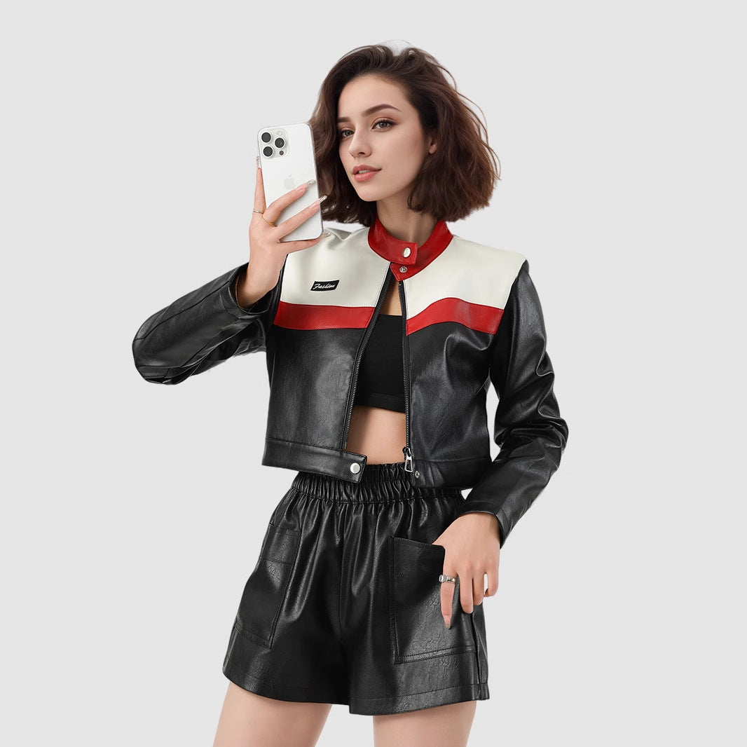 Veste Moto Patchwork Bicolore — Style Pilote