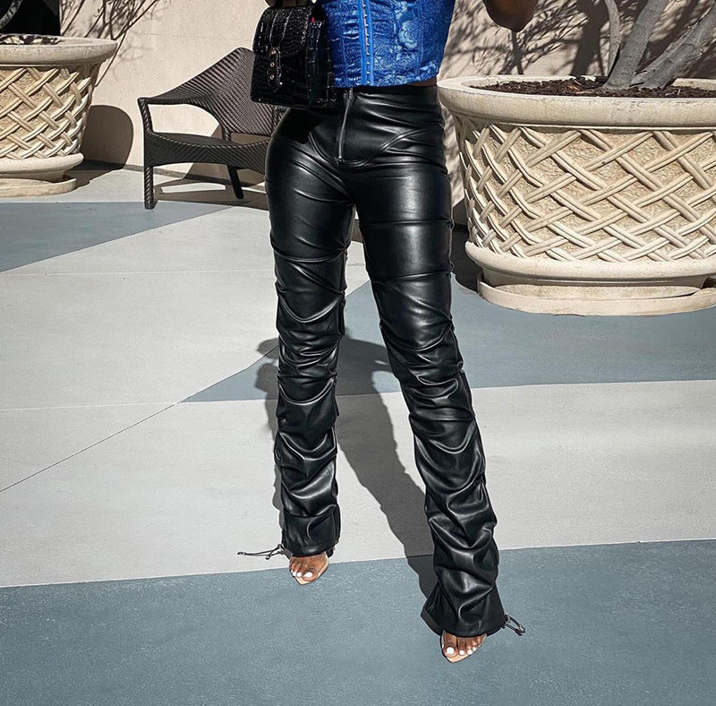 Pantalon Faux Cuir Style Street – Coupe Droite