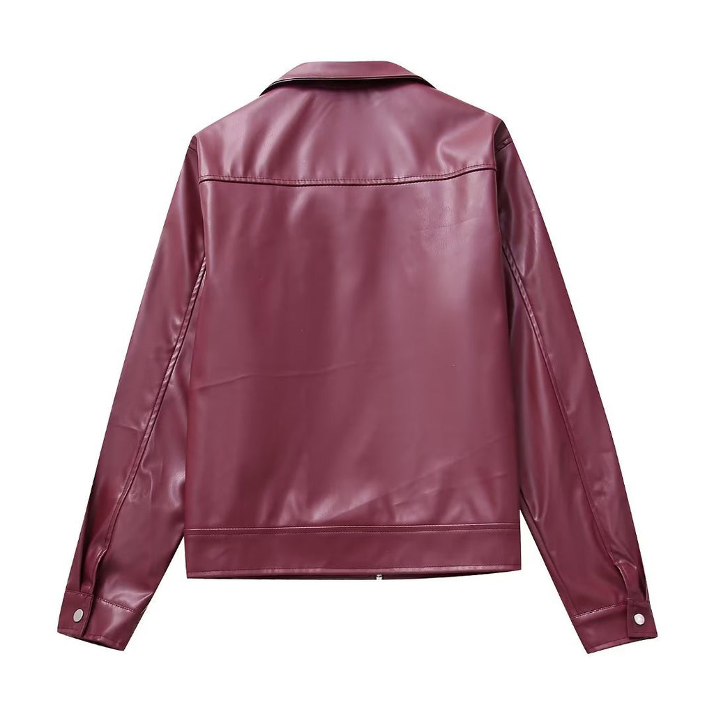 Veste Biker Similicuir Col Revers – Style Motarde Audacieux