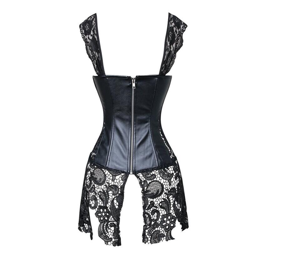 Corset Faux Cuir Découpé À Rubans – Style Punk & Sexy