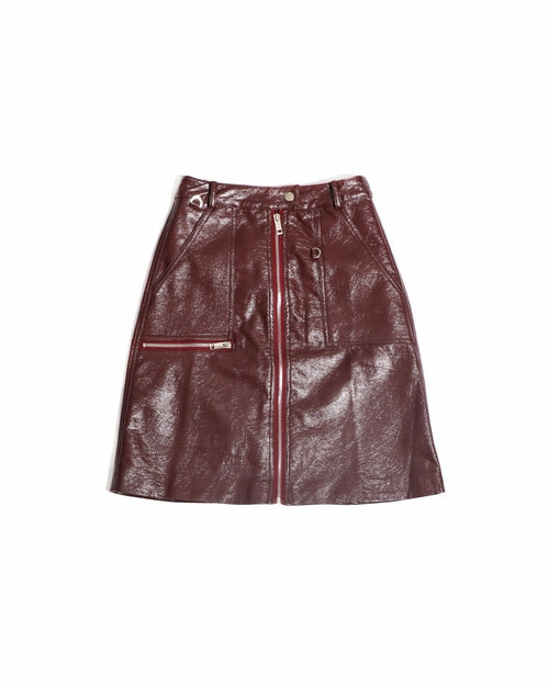 Jupe Crayon Zippée en Simili Cuir – Bordeaux
