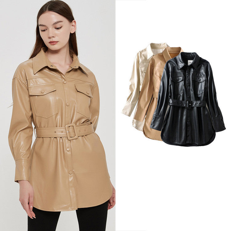 Veste PU Lacée Taille Haute – Coupe Ajustée & Fermeture Lacets