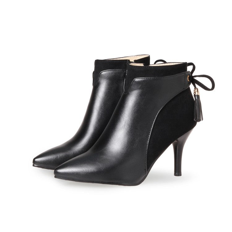 Bottines Martin Stiletto à Nœud — Grande Taille