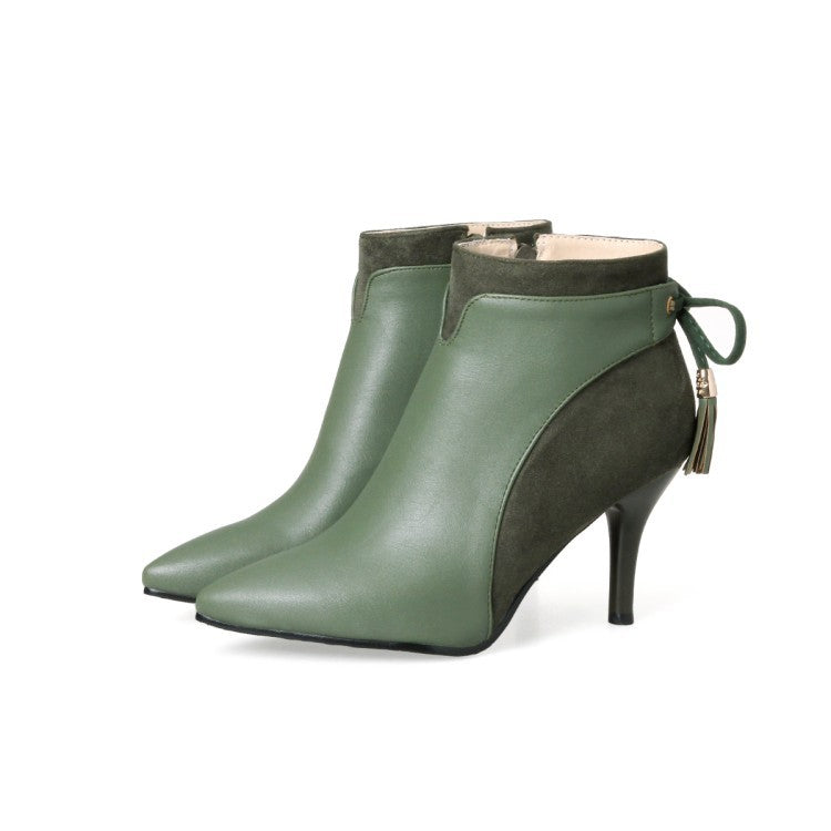 Bottines Martin Stiletto à Nœud — Grande Taille