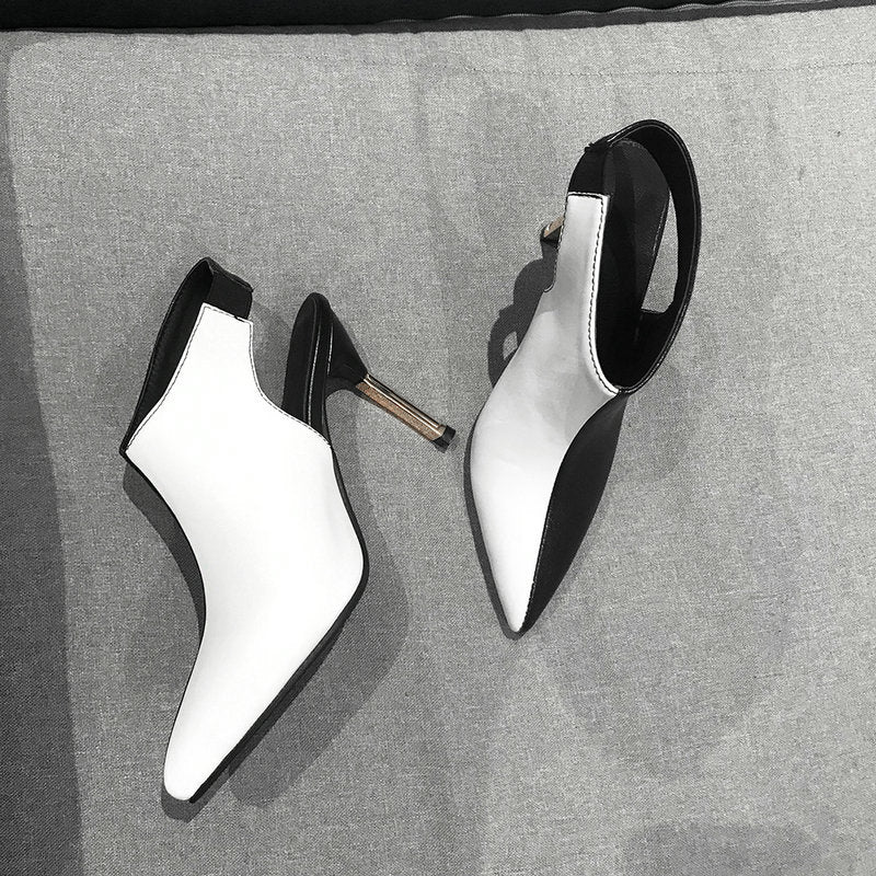 Sandales Stiletto Bicolores Bout Pointu — Style Clubwear