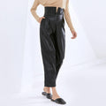 Pantalon Simili Cuir Taille Haute Carotte – Coupe Casual Chic Femme
