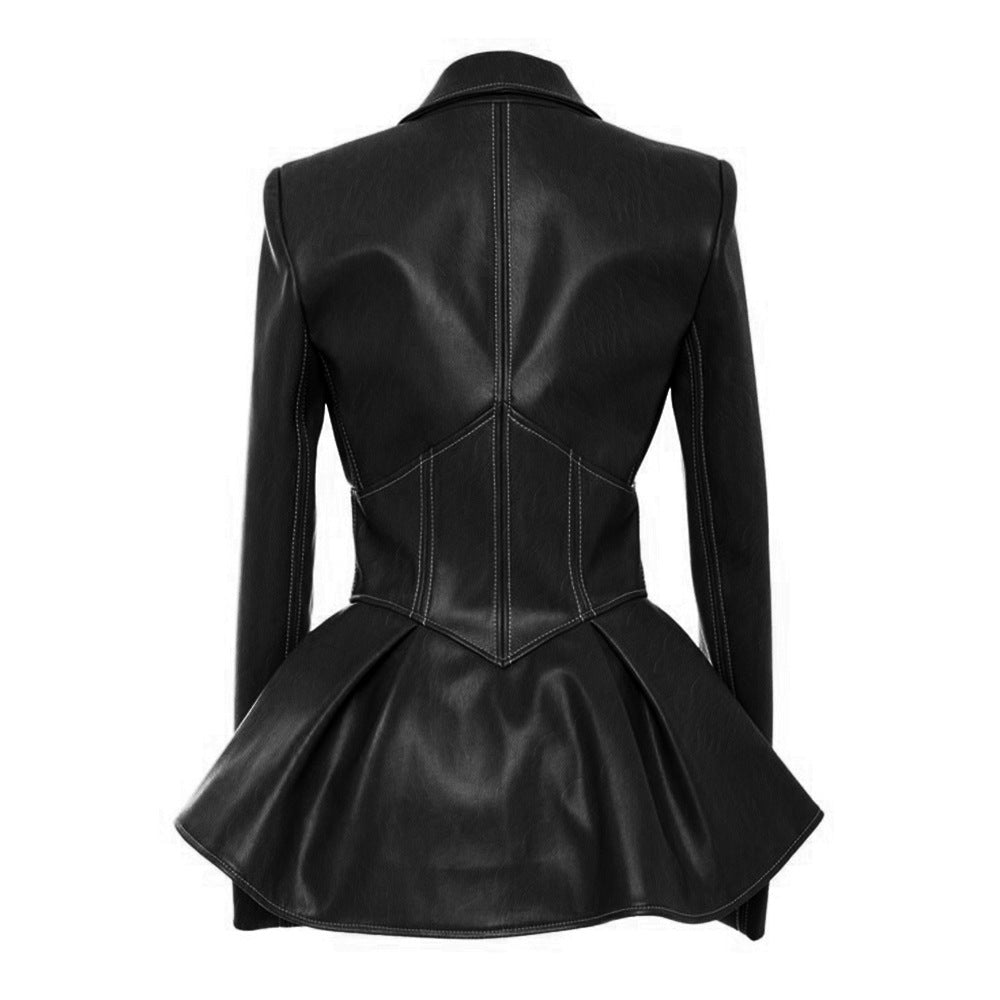 Veste Similicuir Col Tailleur – Style OL & Fermeture Zip