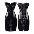 Corset PVC Waist Cincher Dentelle — Noir / Rouge