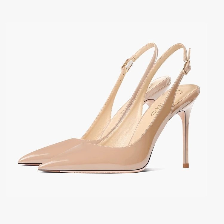 Sandales Talon Haut Bride Cheville Ajourée — Nude