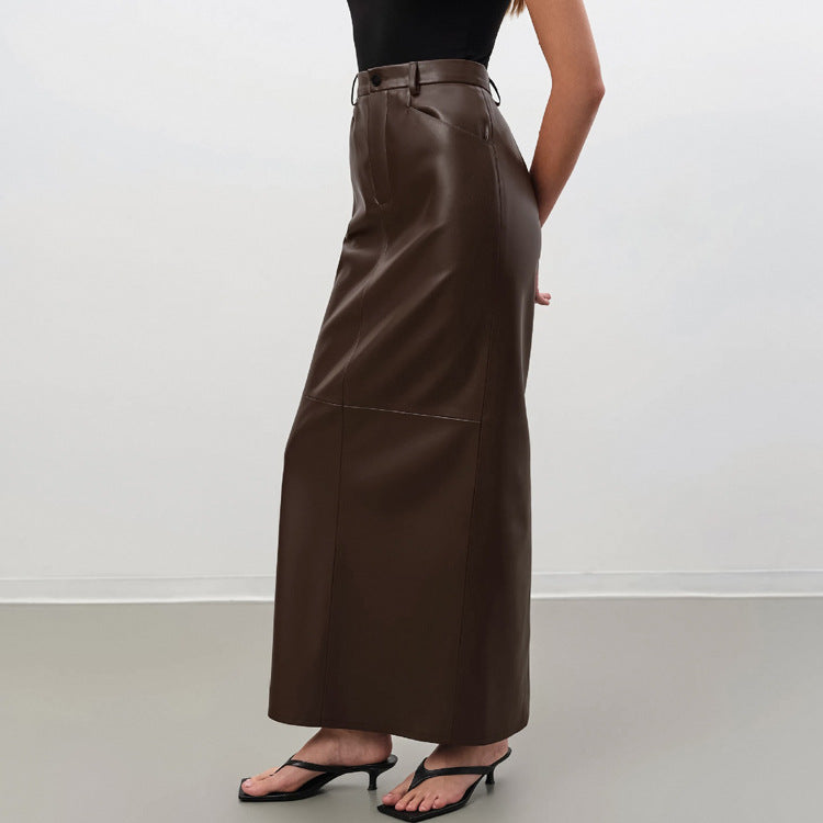 Jupe Fourreau PU Cuir Rétro — Slim-fit & Silhouette Sculptée