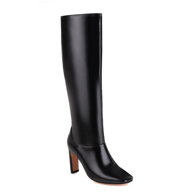 Bottes Grande Taille Talon Bloc Sous Le Genou — Multicolore