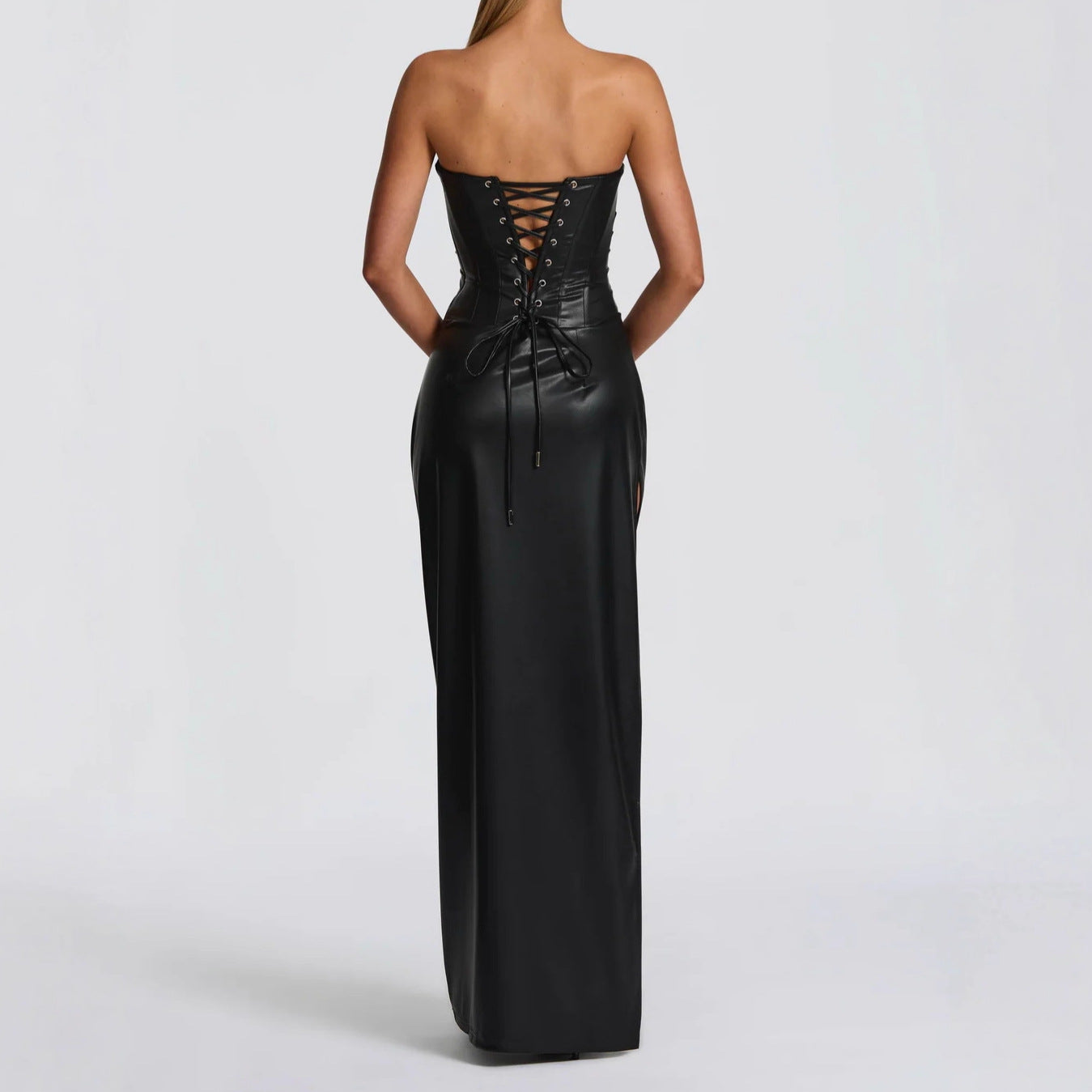 Robe Longue Dos Noué avec Fente Latérale