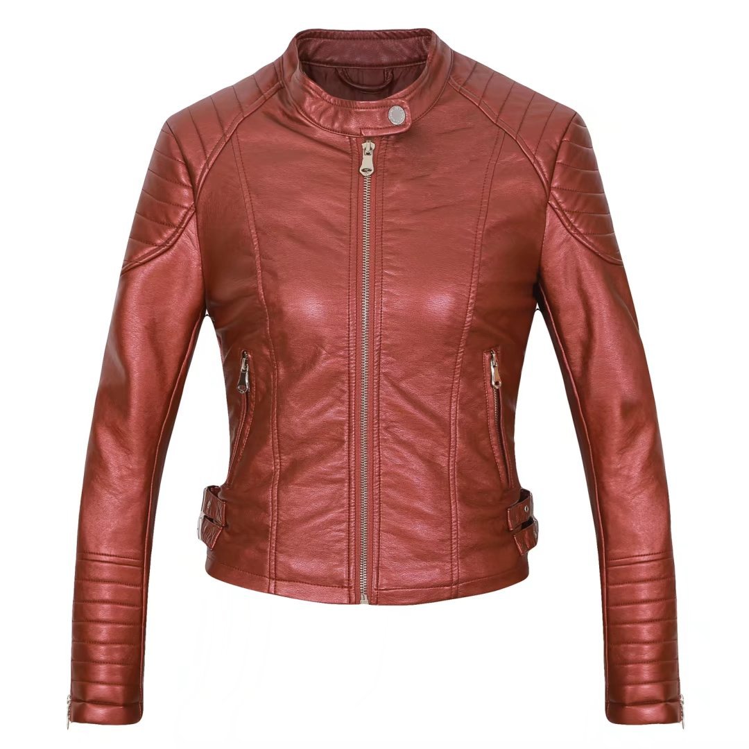 Veste Moto Simili Cuir PU – Style Biker Femme & Coupe Ajustée