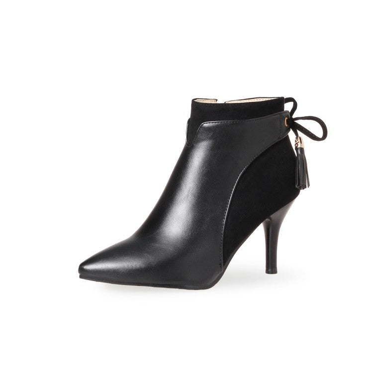 Bottines Martin Stiletto à Nœud — Grande Taille
