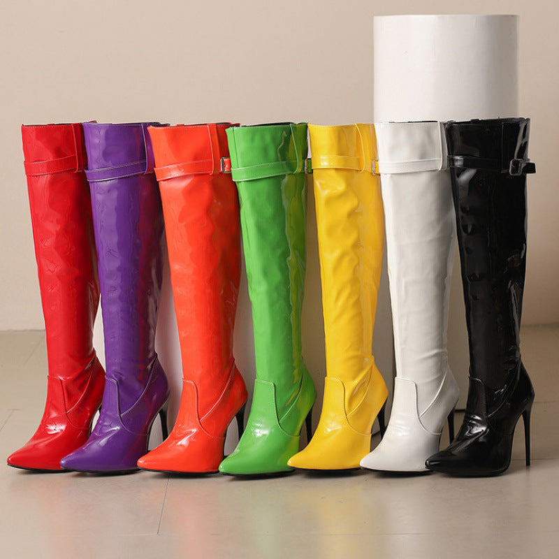 Cuissardes Stiletto Bout Pointu — Suede & Multiples Coloris