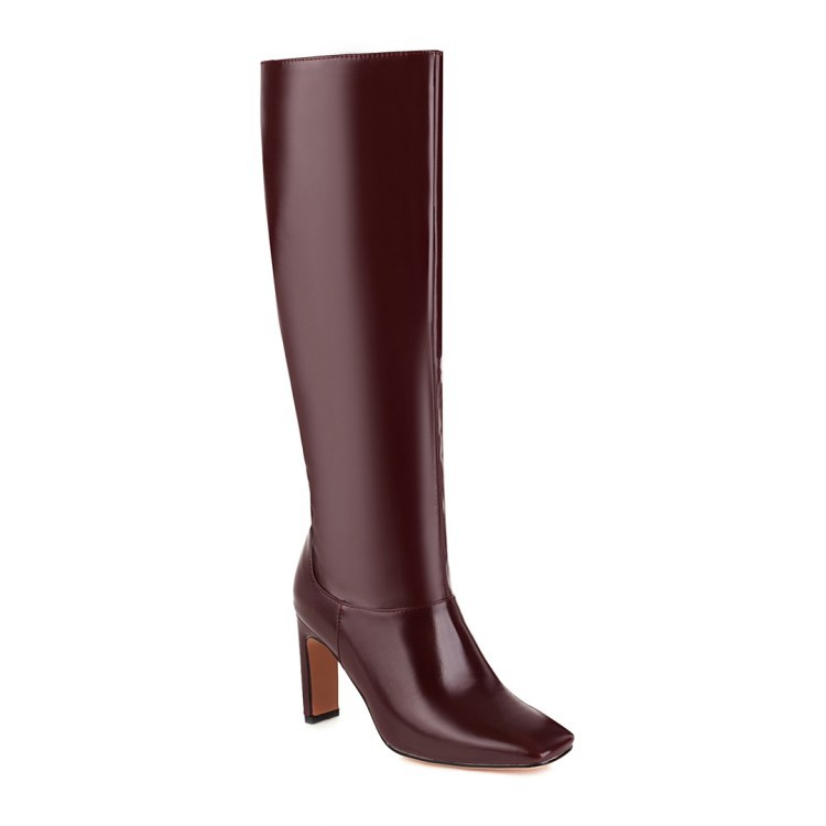 Bottes Grande Taille Talon Bloc Sous Le Genou — Multicolore