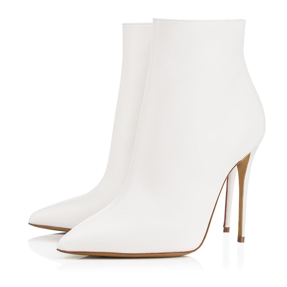 Bottines Stiletto Bout Pointu Grande Taille — Noir & Blanc