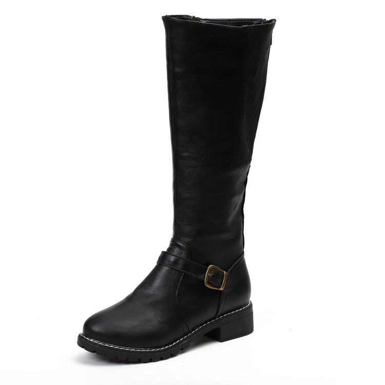 Boots Knight PU — Talon Épais & Style Romain 4 Saisons