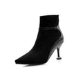 Bottines PU Stiletto — Coutures Contrastantes & Talon Verre de Vin