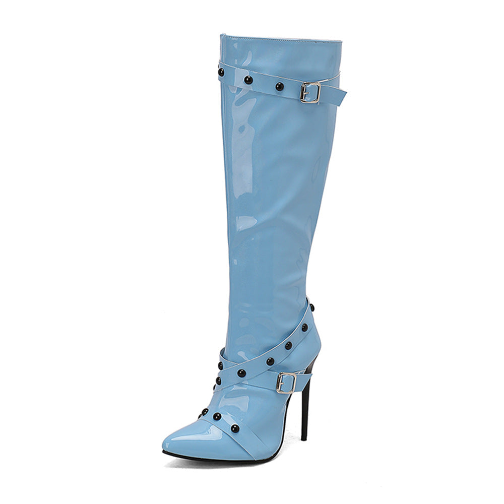 Bottes Longues Stiletto à Rivets – Tige Haute & Grandes Tailles 34-47