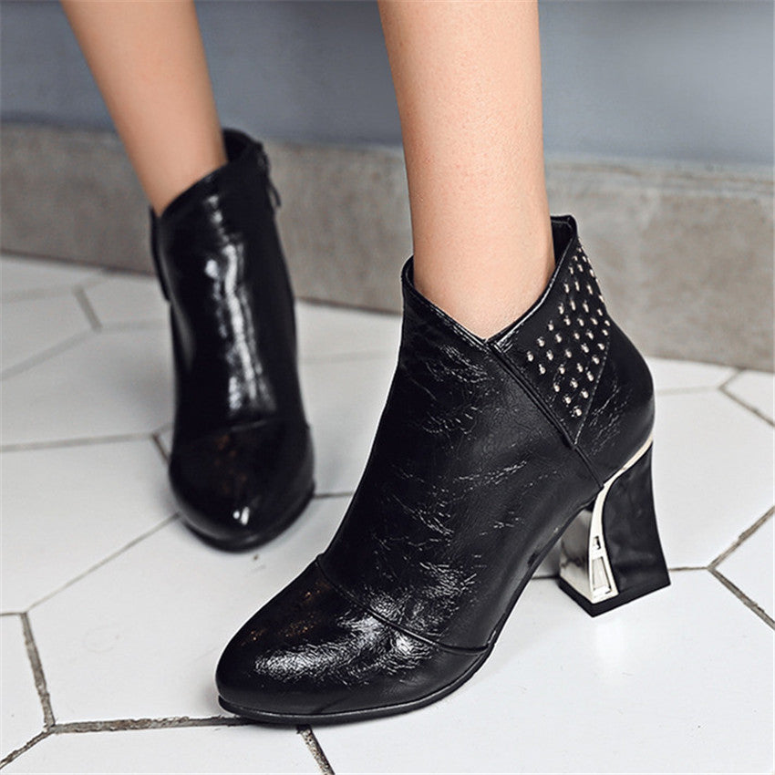 Boots Mi-mollet Talon Épais — Microfibre & Tige Suede