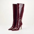 Cuissardes Cuir Verni — Boucle Ceinture & Talon Stiletto Imperméable