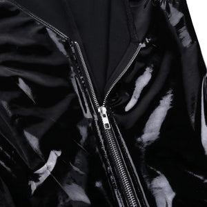 Bodysuit PU Leather Wetlook — Harness Noir Zipper Frontal