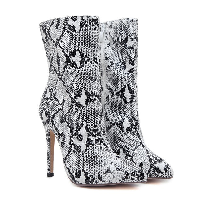 Bottes Cavalières Stiletto Serpentine Bout Pointu – Style Dark Luxury
