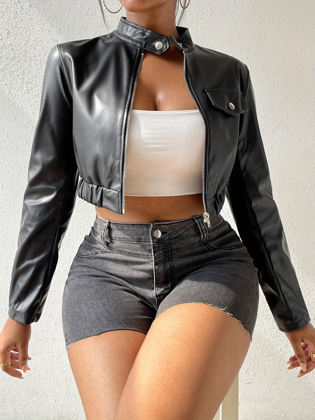 Veste Simili Cuir Casual Femme – Style Coréen Fourrure Synthétique