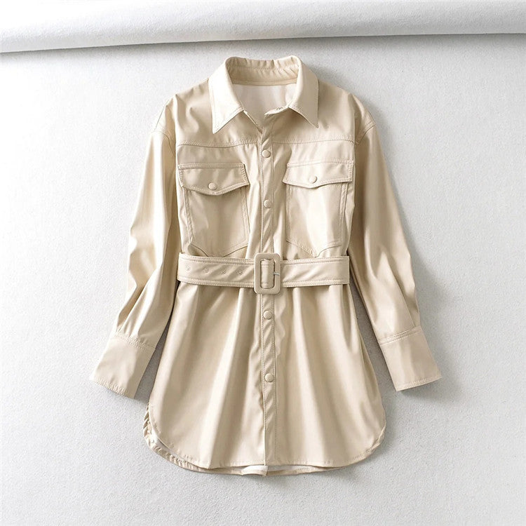 Veste PU Lacée Taille Haute – Coupe Ajustée & Fermeture Lacets