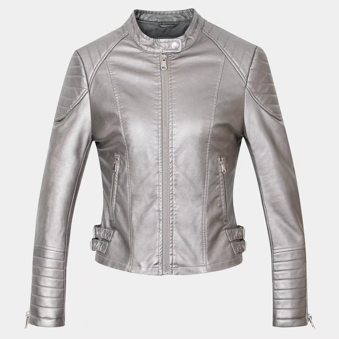 Veste Moto Simili Cuir PU – Style Biker Femme & Coupe Ajustée