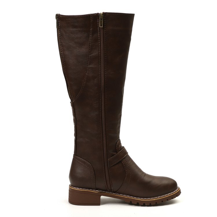 Boots Knight PU — Talon Épais & Style Romain 4 Saisons