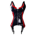 Corset PVC Latex à Volants — Noir / Rouge