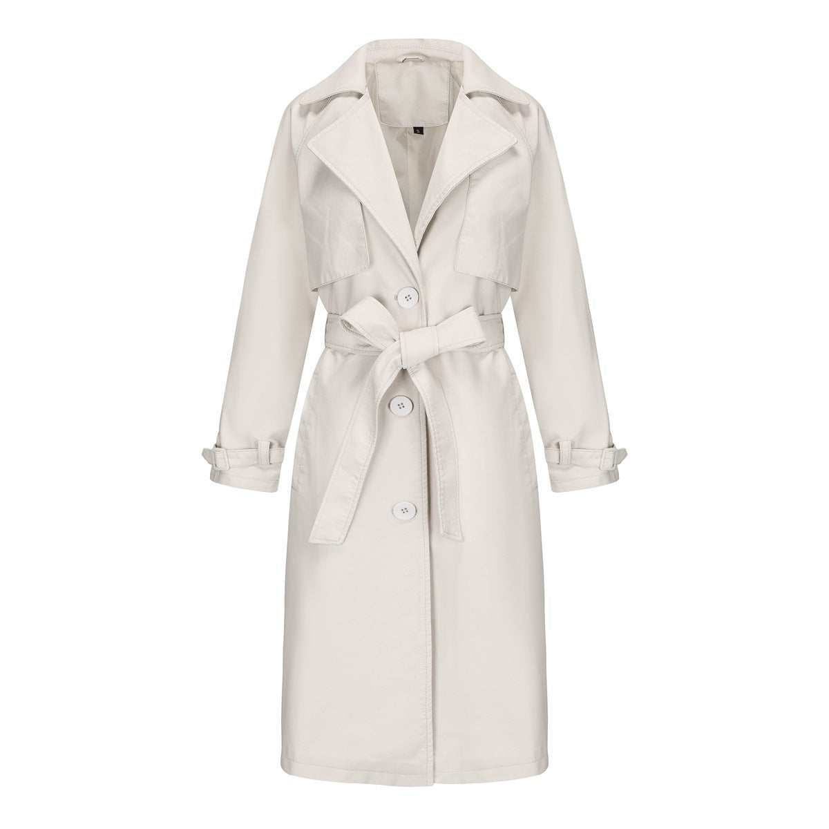 Trench Long Loose Élégant – Veste Simili Cuir PU Femme Printemps-Automne