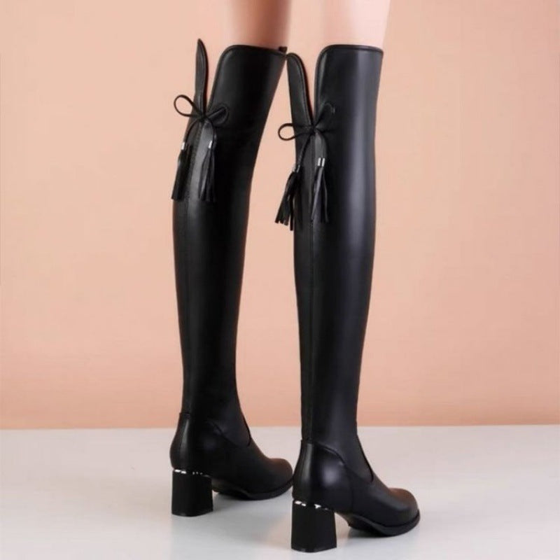 Boots PU Bout Rond — Talon Bas & Doublure Hiver