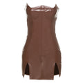 Robe Épaules Nues en Similicuir – Coupe Enveloppante & Silhouette Sculptée