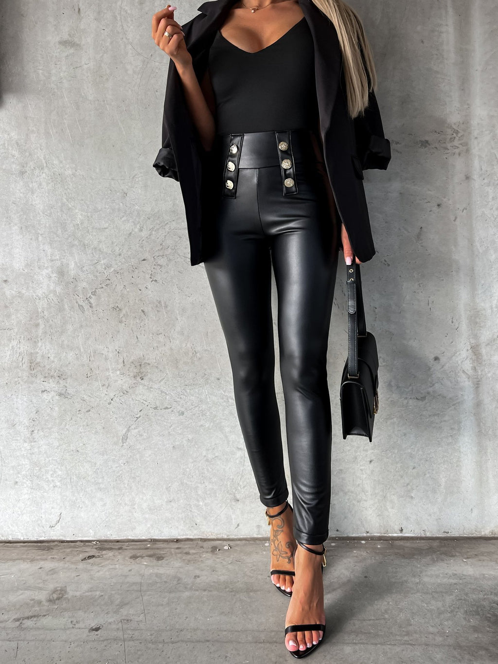 Pantalon PU Cuir Taille Haute — Coupe Slim Sexy