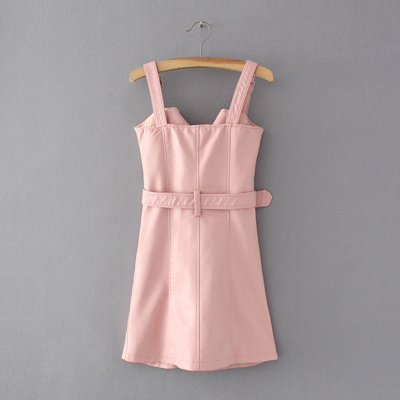 Robe Bretelles en Similicuir – Coupe Ajustée & Allure Sensuelle