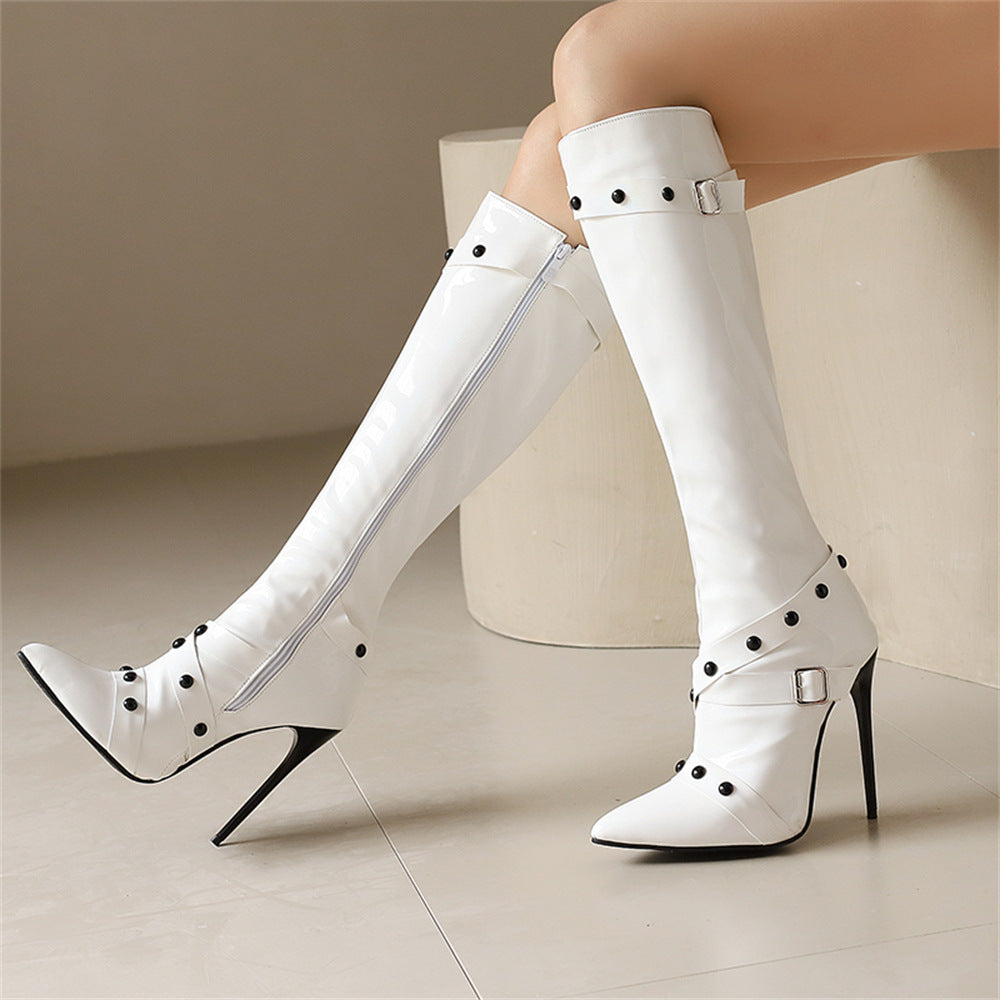 Bottes Longues Stiletto à Rivets – Tige Haute & Grandes Tailles 34-47