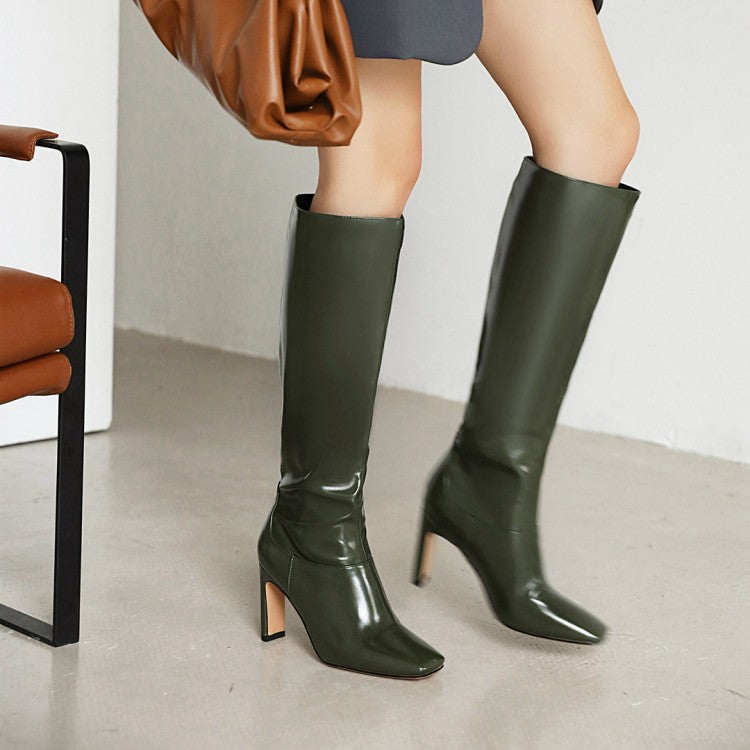 Bottes Grande Taille Talon Bloc Sous Le Genou — Multicolore