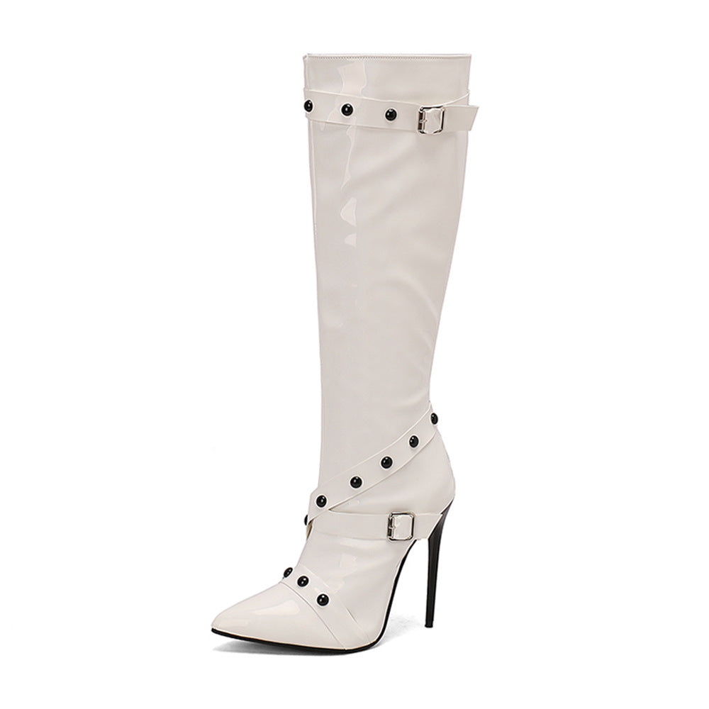 Bottes Longues Stiletto à Rivets – Tige Haute & Grandes Tailles 34-47