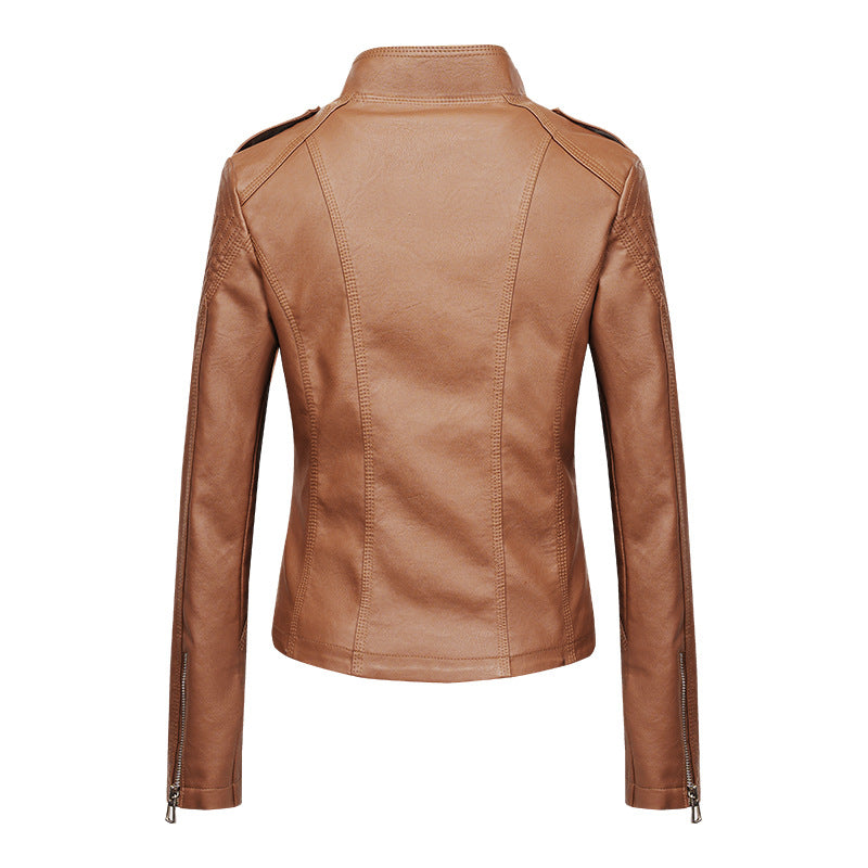 Veste PU Cuir Slim-fit — Détail Trois Liserés Style Moto