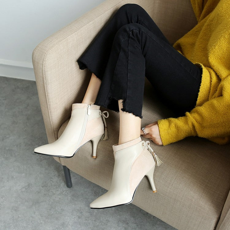 Bottines Martin Stiletto à Nœud — Grande Taille