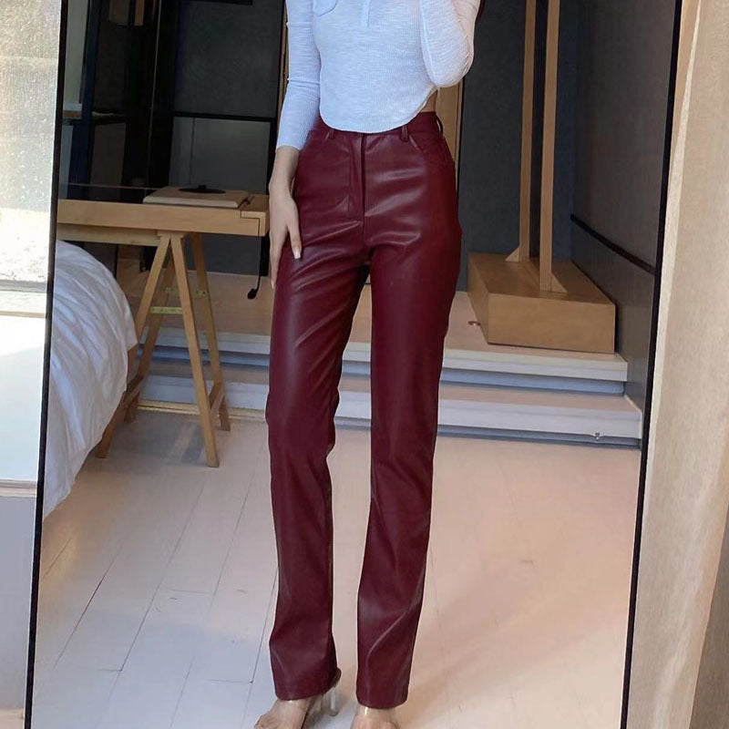 Legging PU Cuir Haute Élasticité — Taille Haute avec Poches