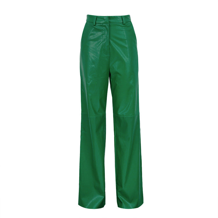 Pantalon PU Cuir Jambe Large — Slim Fit & Style Casual Chic
