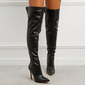 Bottes Over-Knee Bout Pointu Talon Stiletto – Zip Dos Simili Cuir